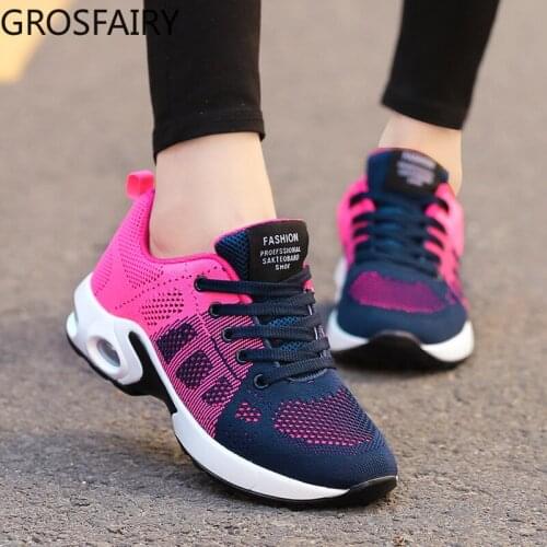 Womens Flat Shoes New Style Mesh Surface Womens Shoes Sports Casual Shoes Fashion Breathable Cushion Running Shoes