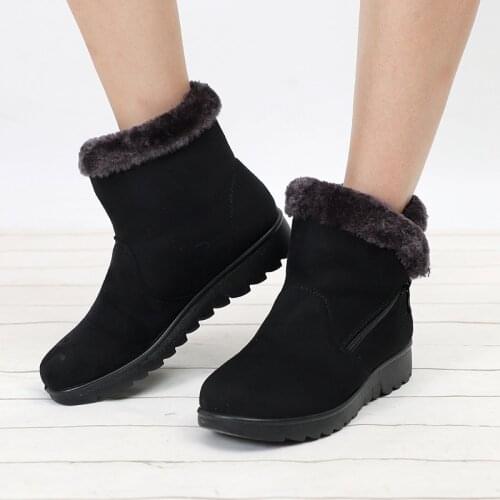 Women Snow Boots Warm Short Fur Plush Winter Ankle Boot Plus Size Platform Ladies Suede Zip Shoes Female Comfort Drop Shipping