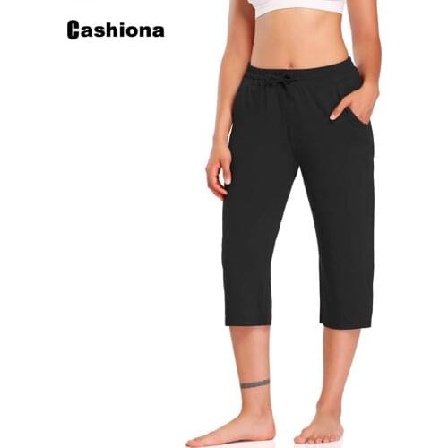 Cashiona Plus size Womens Fashion Legging Solid Trouser Casual Drawstring Pantalon with Pocket Gray Black Female Mid-Calf Pants