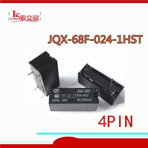 10PCS/lot 100%Original New Relay JQX-68F-024-1HST 24VDC JQX 68F 024 1HST 24V JQX68F0241HST 8A 4PIN A set of normally open