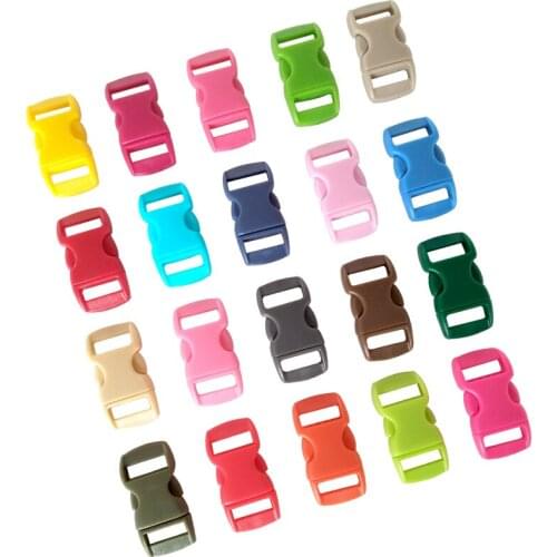 1000 pcs 3/8" Mix Color Shackle Contoured Curved Side Release Plastic Buckle for Paracord Bracelet