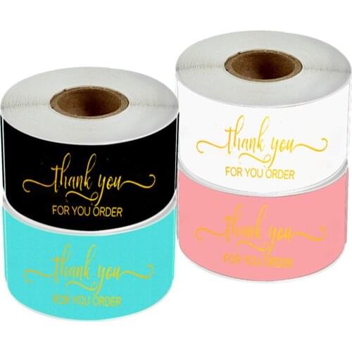 120pcs/roll Pink/black Gold Foil "thank You For Your Order" Sticker For Business Package Decoration Labels Stationery Stickers