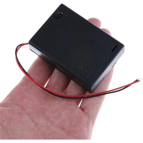 3 X AA 4.5V Battery Box Holder Case Switch Plastic With Wire Switch Cover Switches 1PC