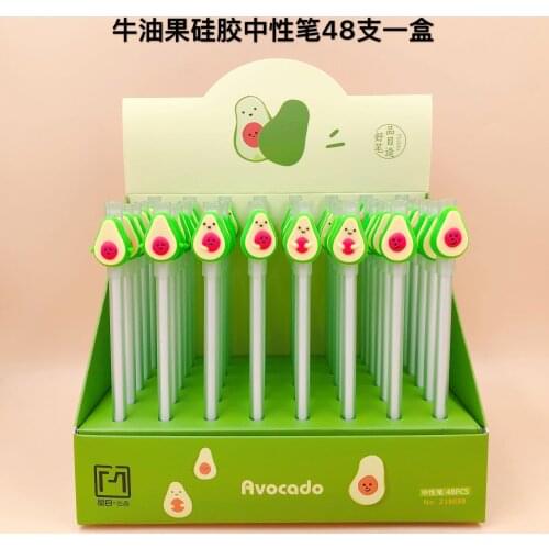 48pcs Kawaii Avocado Gel Pens black gel ink pens for writing Cute stationery office school supplies 0.5mm