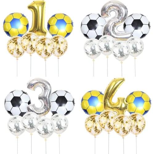 7pcs/balloon Football Theme Party Balloons Confetti Latex Helium Balloon Kids Sports Birthday Party Balloon Decoration