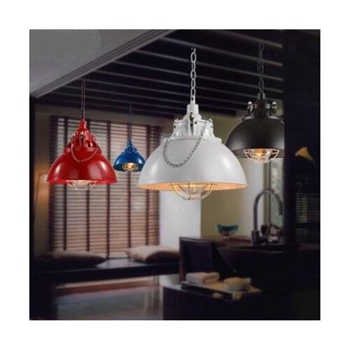 American Loft Iron Glass Retro LED Pendant Light Fixtures Industrial Vintage Lighting For Living Dining Room Bar Hanging Lamp