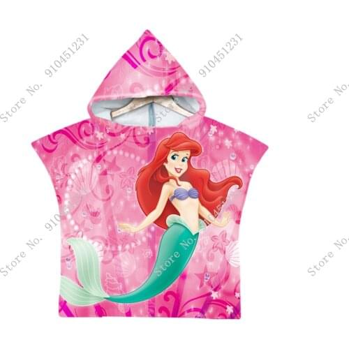 Cartoon Disney Mermaid Ariel Bath Towel Princess Belle Frozen Elsa Baby Kids Baby Girls Swimming Beach Throw ​Cloak Towels Gift