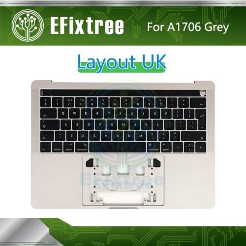 English Grey Topcase C Case Housing Palmrest For Macbook Pro Retina 13.3'' A1706 Top Case With Keyboard UK Layout 2016 2017