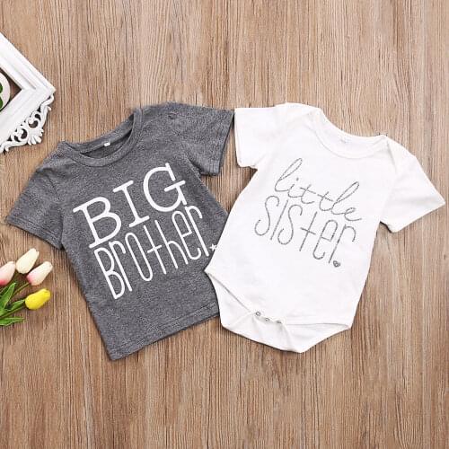 Citgeett Summer Toddler Kids Boys Baby Girls Brother Sister Cotton Romper Tops T-shirt Matching Family Clothes 0-4Y
