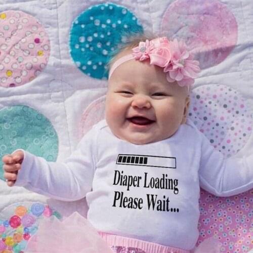 Diaper Loading Please Wait Newborn Baby Girls Rompers Unisex Baby Boy Clothes Playsuit Romper Jumpsuit Outfit Clothes