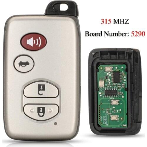 Kutery Keyless-Go Remote Car Key For Toyota Prado Camry Crown 3+1 Buttons 315MHZ Board No: 5290