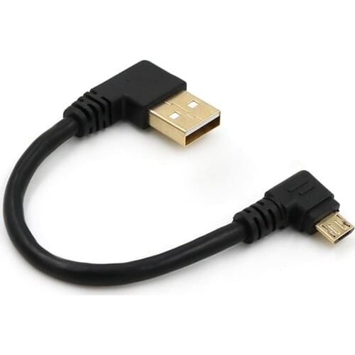 90 Degree 15CM Double Elbow Micro USB Data Cable Nylon Braided Fast Charging Line for Android Phone Short Paragraph
