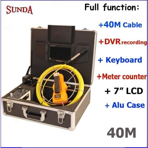 40meter cable Video Snak Endoscope Camera 7inch LCD screen drain pipe inspection camera DVR keyboard meter counter free shipping