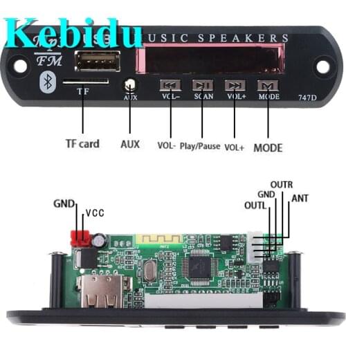 Kebidu DC 12V Audio Module MP3 Decoder Board Bluetooth USB MP3 Power Supply FM Radio For Car Remote Music Speaker Wholesale