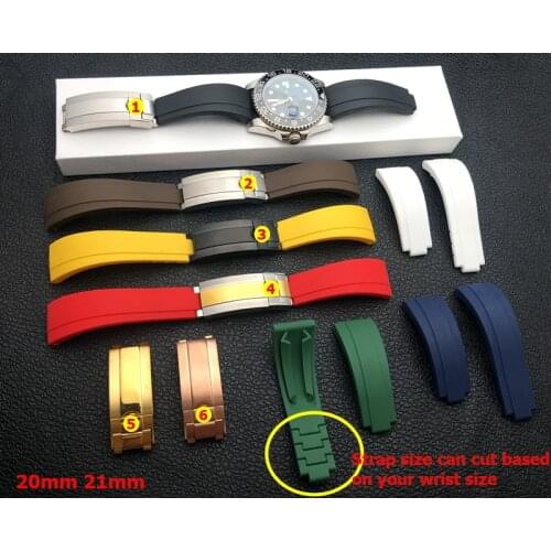 Short version 20mm 21mm Nature Rubber Watchband watch band For Role strap Submariner Daytona GMT OYSTERFLEX DEEPSEA SEAMARSTER