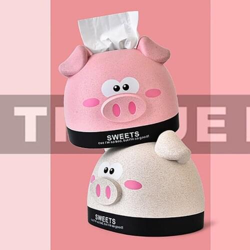 1Pc Cute Pig Car Tissue Box Multi-purpose Tissue Holder Roll Paper Canister Cartoon Living Room Paper Storage Boxes Ornaments
