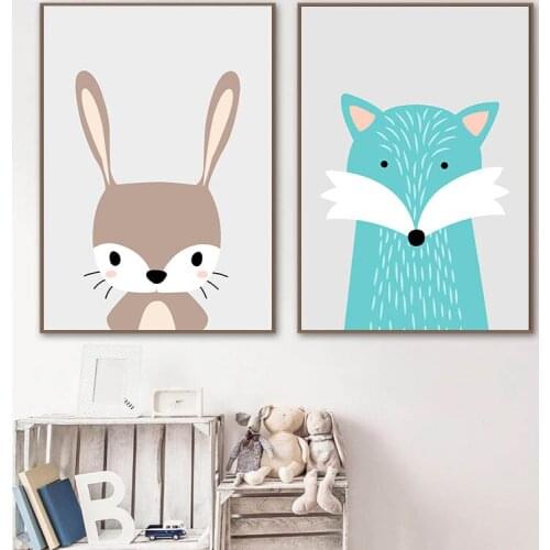Cute Cartoon Baby Animal Poster Penguin Monkey Nursery Canvas Painting Nordic Kids Prints Wall Art Child Room Decoration Picture