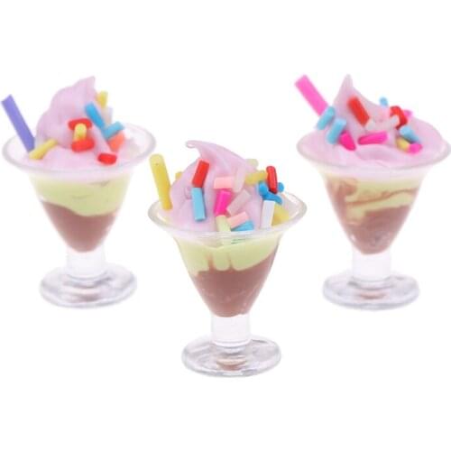 1Pc 1/12 Candy Color Dollhouse Miniature Food Mini Resin Ice Cream Cups Drinks Model Toys Sent Randomly