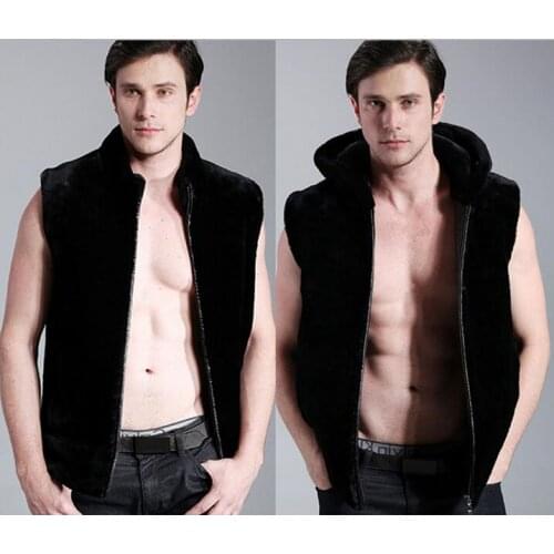 Original colete masculino faux mink vests men leather short vest clothing personalized overcoat street black european fashion