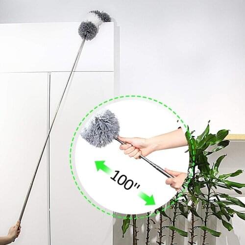 Household cleaning soft brush TelescopING Duster Extendable Scratch-Resistant Cover Stainless Steel Pole Bendable Head Washable