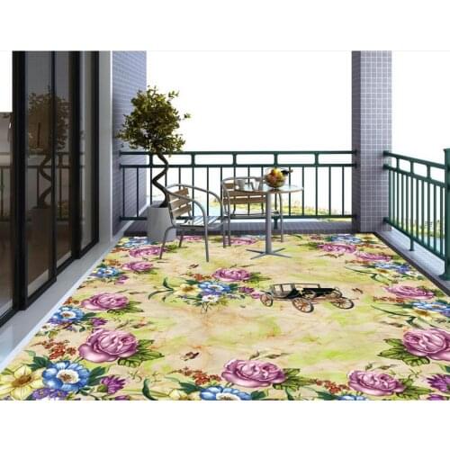 3d floor murals custom wallpaper 3d floor photo mural wallpaper Flower European marble pattern vinyl flooring living room