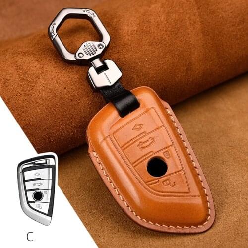 Genuine Leather Car Key Case Full Cover For BMW X1 X3 X5 X6 7Series 1 2 5 7 F15 F16 E53 E70 E39 F10 F30 F48 F39 G30 G11