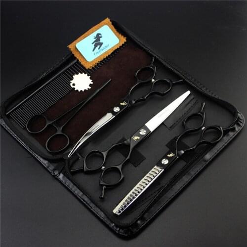 6.5 inch Professional Pet scissors for dog grooming dogs shears hair cutter Straight &Thinning & Curved scissors Black