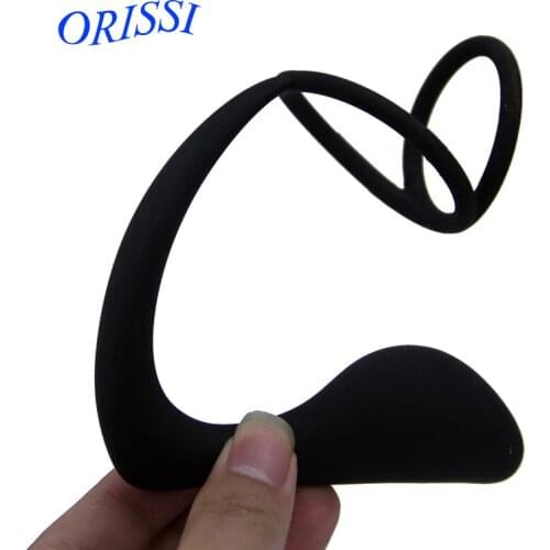 ORISSI Silicone Anal Plug Male Prostate Massager Double Cock Ring Butt Plug for Men Erotic Adult Sex Toys for Man Anal Sex Toys