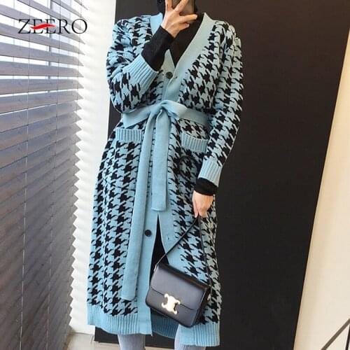 Autumn Winter Women Casual Knit Long Coat Ladies All-match Loose V-Neck Singe-Breasted Long Sleeve Cardigan Sweater Outerwear