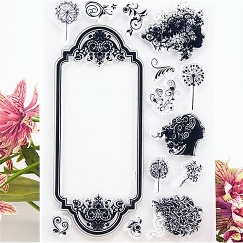 Hot selling Flower frame transparent clear stamp / silicone seal roller stamp DIY scrapbook album / card production
