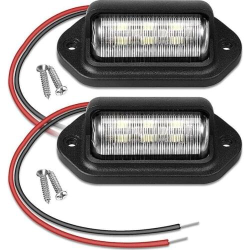 2pcs 6 LED License Number Plate Light Taillight Cargo Trunk Courtesy Tag Step Lamp Bulbs White Car Truck SUV RV Trailer Light