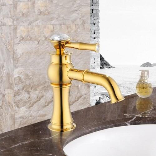 Gold plated Bath faucet solid brass bathroom sink faucet hot and cold water mixer faucet--Good quality