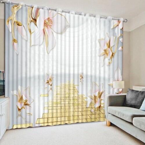 Relief curtains flower Curtains Decoration European 3D Curtains For Living room Blackout Roaantic Wedding room Bedroom
