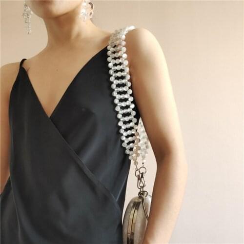 2020 fashion design beads weaving bag handle strap for bags
