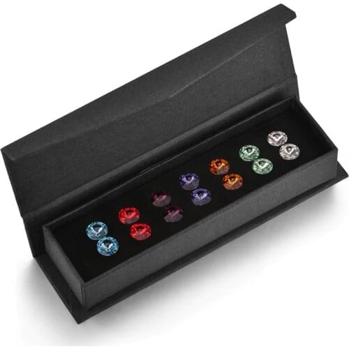 7Pairs/Set Crystals From Swarovski Stud Earrings 7 Colors Weekly Jewelry For Women Girls Silver Color Simple Round Piercing