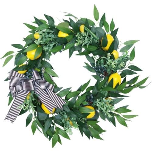 Wedding Party Decoration Cloth Garland Simulation Flower Non-woven Fabrics Lemon 55*55*10cm Pink Rose Rattan Circle Wreath