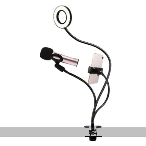 Universal Selfie Ring Light with Flexible Mobile Phone Holder Lazy Bracket Desk Lamp LED Light for Live Stream Office Kitchen