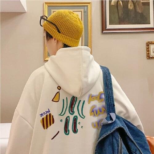 Funny Hoodies Streetwear Men Hoodies Sweatshirts Long Sleeve Boys Harajuku Graffiti Print Oversized Hoodies For Teens Male Loose