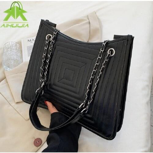 New Luxury Chain Handbags for Women High Quality Designer Shoulder Bag Fashion Sewing Thread Pu Leather Female Messenger Bag