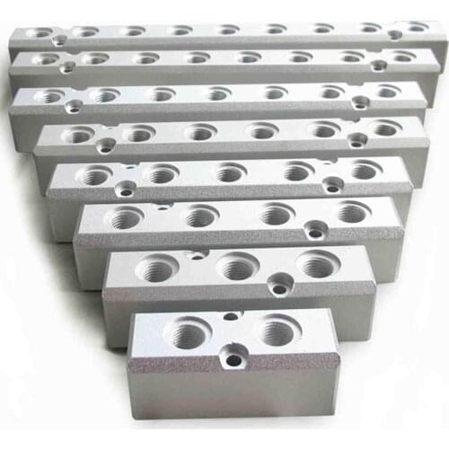 1/2" BSP In 1/4" BSP Out 4-12 Ports 30x30mm Pneumatic Aluminum Manifold Block Splitter Air Gas Water Oil