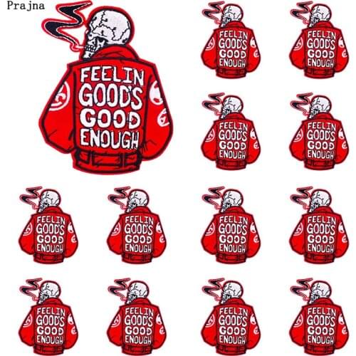 10 PCS Smoking Skull Embroidered Patches For Clothing Thermoadhesive Patches Skeleton Hippie Punk Patches On Clothes DIY Badges