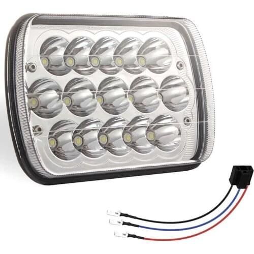 1XCar LED Headlight Die-cast Aluminum 150w Square 7inches (5x7) 15LED Headlamp Working Lights Lamp Bulb 6000k For Jeep Wrangler