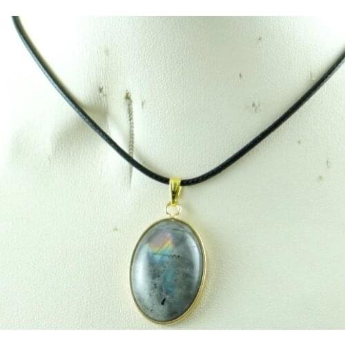 2020 Natural Stone Crystal Moonstone Raw Gem Ornament Polished Labradorite Copper Edging pendant jewelry making charm necklace