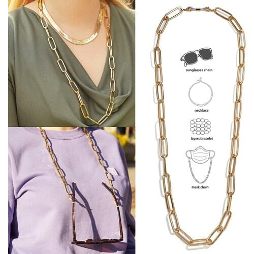 2020 New Winter Trendy Chunky Cuban Link Gold Chains For Sunglasses Womens Unisex Multifunctional Gold Necklaces Mask Chain