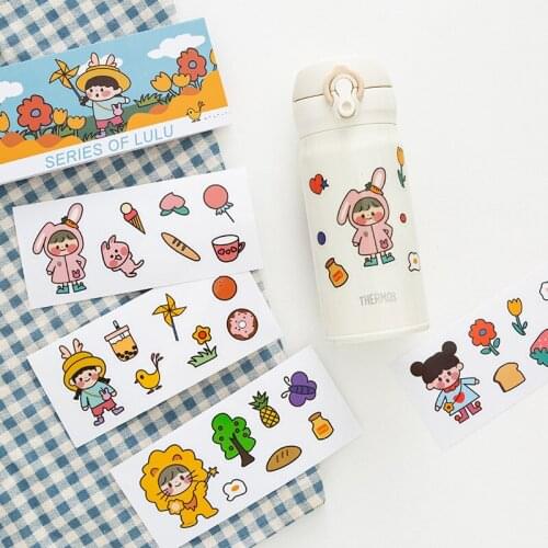 4pcs/set kawaii Cartoon Vacuum Flask Waterproof PVC Sticker Water Cup Notebook Hand Account DIY Decoration Gifts For Children