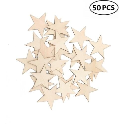 50pcs 30mm 1.18inch Wood Stars Cutout Shape, Wood Chips DIY Decorating Photo Props for Arts, Crafts & Sewing