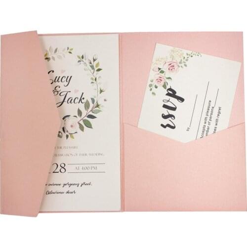 50pcs pearl burgundy plain trifold pocketfold Wedding invitation Cards three fold pocket Laser Cut invite Greeting Covers party