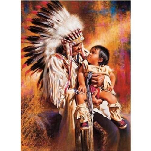 Diamond Art Mosaic Native Indian Embroidery Painting Large Size Stones Drawing Picture Wall Decor Handcraft Gift New Arrival