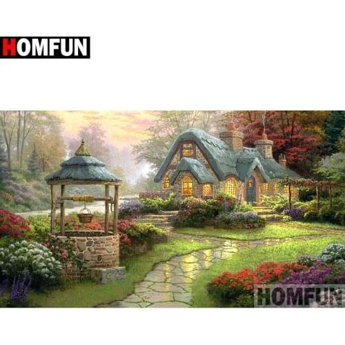 HOMFUN Full Square/Round Drill 5D DIY Diamond Painting "Flower house" Embroidery Cross Stitch 5D Home Decor Gift A14416