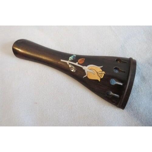 One piece Ebony violin tailpiece 4/4 inlay shell beautiful tulip